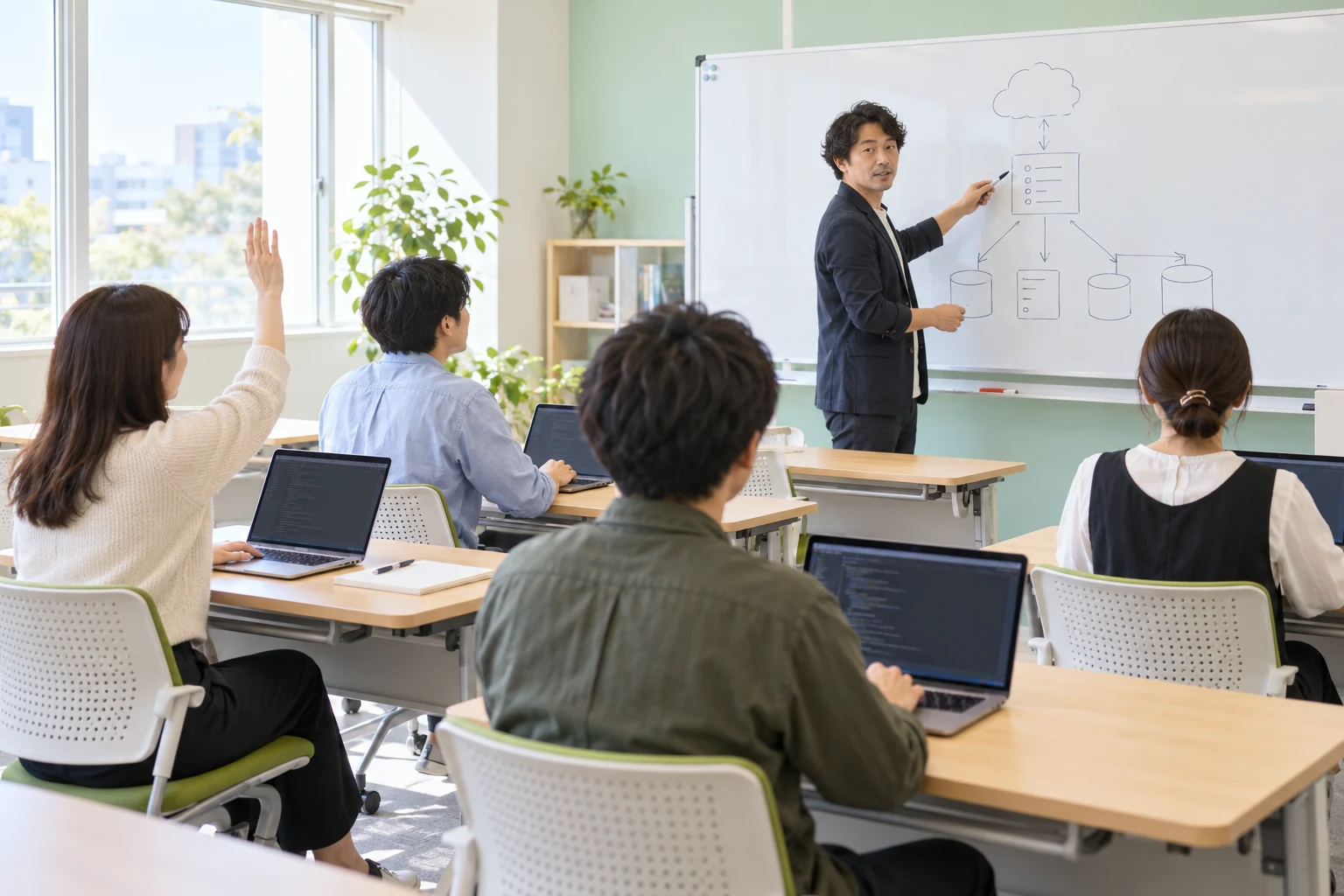 講師の説明を受けながら各自の端末で実践演習する研修